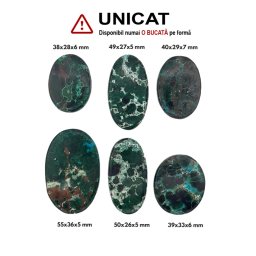 Cabochon Crisocola de Forma Oval - 39-55 x 22-36 x 5-7 mm - 1 Buc