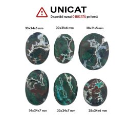 Cabochon din Crisocola Druzy de Forma Oval - 28-38 x 21-31 x 5-7 mm
