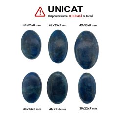 Cabochon din Apatit Albastru de Forma Oval - 36-49 x 33-31 x 6-8 mm
