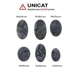 Cabochon din Merlinit de Forma Oval - 31-45 x 21-29 x 6-7 mm