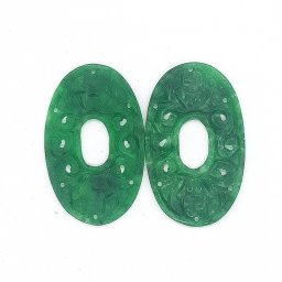 Pandantiv Jad Colorat Sculptat Oval - 44 x 27 x 2 mm - 1 Buc