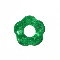 Pandantiv Jad Alb Colorat Sculptat Floare - 51 x 51 x 2 mm - 1 Buc