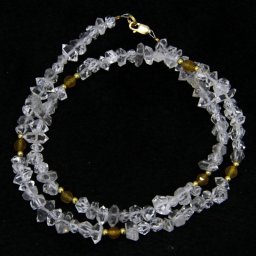 Colier din Diamant Herkimer si Agata Fatetat cu Gold Filled - Inchizator Gold Filled