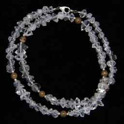 Colier din Diamant Herkimer si Rodocrozit Rotund cu Argint - Inchizator Argint