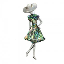 Brosa si Pandantiv din Sidef si Metal - 83x32 mm ( XXL )