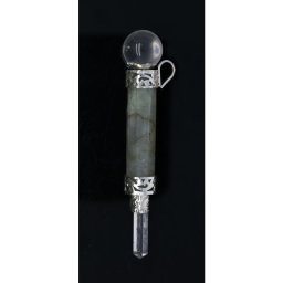 Pandant Bagheta Labradorit - Varf Cuart - Sfera Cuart 8 cm