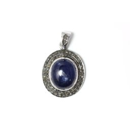 Pandantiv argint 925 cu commercial diamond si safir - Victorian style