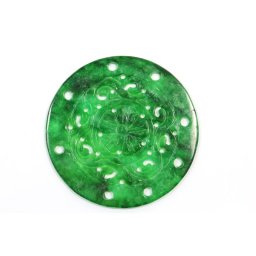 Pandant Jad sculptat Disc - 34 x 34 x 2 mm - 1 Buc