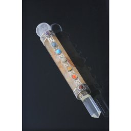 Bagheta cuart tangerin - 7 chakre - Varf cuart - Sfera cuart - 19 cm