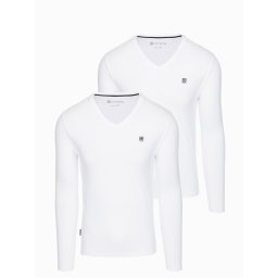 Ombre Set of 2x men's SLIM FIT longsleeve with logo and V-neck