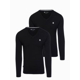 Ombre Set of 2x men's SLIM FIT longsleeve with V neckline and logo