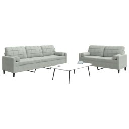 Set de canapele cu perne, 2 piese, gri deschis, catifea GartenMobel Dekor
