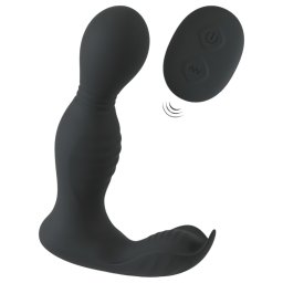 Rebel - vibrator prostată 2 în 1 cu telecomandă - silicon negru