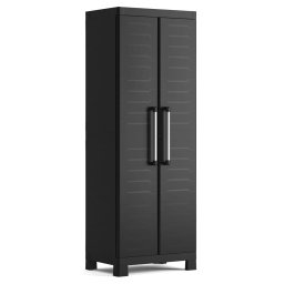 Dulap garaj plastic Keter Detroit Multi Purpose, 4 rafturi reglabile, negru, 65x45x182 cm, inchidere cu lacat