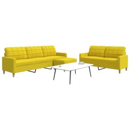 Set canapele cu taburet, 3 piese, galben deschis, textil GartenMobel Dekor