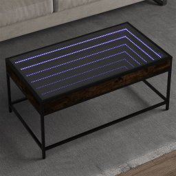 Masuta de cafea cu LED infinity, stejar fumuriu, 90x50x41 cm GartenMobel Dekor
