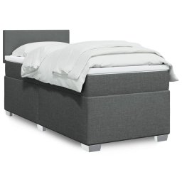 Pat box spring cu saltea, gri închis, 90x200 cm, textil GartenMobel Dekor