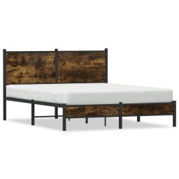 Cadru pat metalic cu tablie, stejar fumuriu, 150x200 cm GartenMobel Dekor