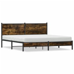 Cadru de pat metalic cu tablie, stejar fumuriu, 160x200 cm GartenMobel Dekor