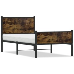 Cadru pat metalic tablie cap/picioare, stejar fumuriu 75x190 cm GartenMobel Dekor