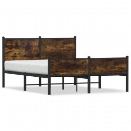 Cadru pat metalic tablie cap/picioare, stejar fumuriu 140x190cm GartenMobel Dekor