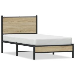Cadru de pat metalic cu tablie, stejar sonoma, 90x200 cm GartenMobel Dekor