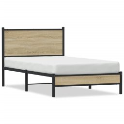 Cadru de pat metalic cu tablie, stejar sonoma, 100x200 cm GartenMobel Dekor