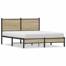 Cadru de pat metalic cu tablie, stejar sonoma, 137x190 cm GartenMobel Dekor