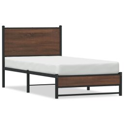 Cadru pat metalic cu tablie, stejar maro, 75x190 cm GartenMobel Dekor