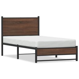 Cadru pat metalic cu tablie, stejar maro, 80x200 cm GartenMobel Dekor