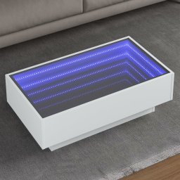 Masuta de cafea cu LED, alb, 90x50x30 cm, lemn prelucrat GartenMobel Dekor