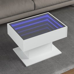 Masuta de cafea cu LED, alb, 70x50x45 cm, lemn prelucrat GartenMobel Dekor