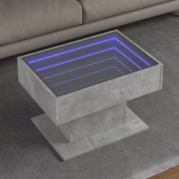Masuta de cafea cu LED, gri beton, 70x50x45 cm, lemn prelucrat GartenMobel Dekor