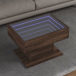 Masuta de cafea cu LED stejar maro 70x50x45 cm lemn prelucrat GartenMobel Dekor