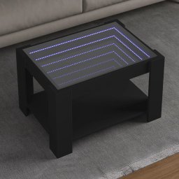 Masuta de cafea cu LED, negru, 73x53x45 cm, lemn prelucrat GartenMobel Dekor