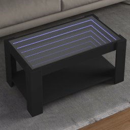 Masuta de cafea cu LED, negru, 93x53x45 cm, lemn prelucrat GartenMobel Dekor