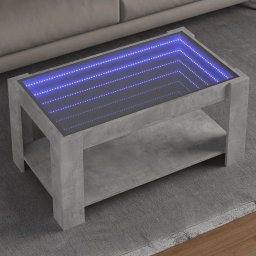 Masuta de cafea cu LED, gri beton, 93x53x45 cm, lemn prelucrat GartenMobel Dekor