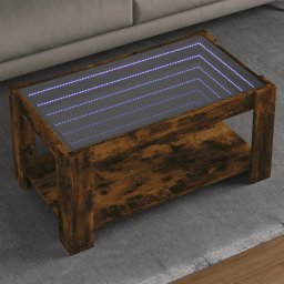 Masuta de cafea cu LED stejar fumuriu 93x53x45cm lemn prelucrat GartenMobel Dekor