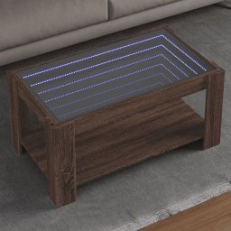 Masuta de cafea cu LED stejar maro 93x53x45 cm lemn prelucrat GartenMobel Dekor