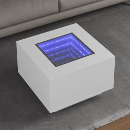 Masuta de cafea cu LED, alb, 60x60x40 cm, lemn prelucrat GartenMobel Dekor