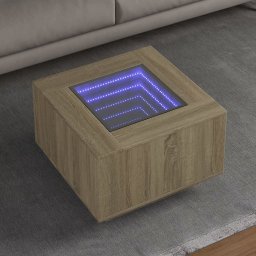 Masuta cafea cu LED, stejar Sonoma, 60x60x40 cm, lemn prelucrat GartenMobel Dekor