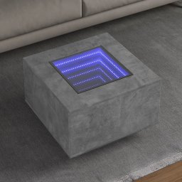 Masuta de cafea cu LED, gri beton, 60x60x40 cm, lemn prelucrat GartenMobel Dekor