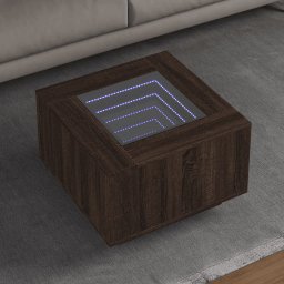 Masuta de cafea cu LED stejar maro 60x60x40 cm lemn prelucrat GartenMobel Dekor