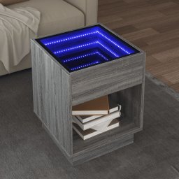 Masuta de cafea cu LED infinity, gri sonoma, 40x40x50 cm GartenMobel Dekor