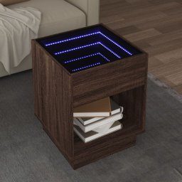 Masuta de cafea cu LED infinity, stejar maro, 40x40x50 cm GartenMobel Dekor