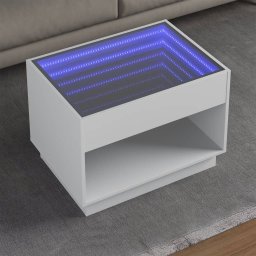 Masuta de cafea cu LED infinity, alb, 70x50x50 cm GartenMobel Dekor