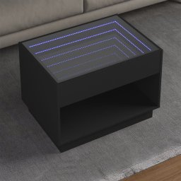 Masuta de cafea cu LED infinity, negru, 70x50x50 cm GartenMobel Dekor