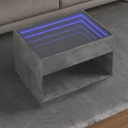 Masuta de cafea cu LED infinity, gri beton, 70x50x50 cm GartenMobel Dekor