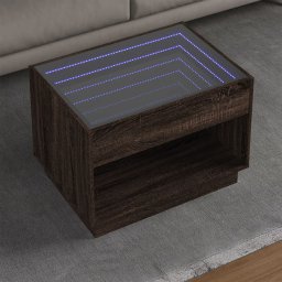Masuta de cafea cu LED infinity, stejar maro, 70x50x50 cm GartenMobel Dekor