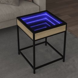 Masuta de cafea cu LED infinity, stejar sonoma, 40x40x51 cm GartenMobel Dekor